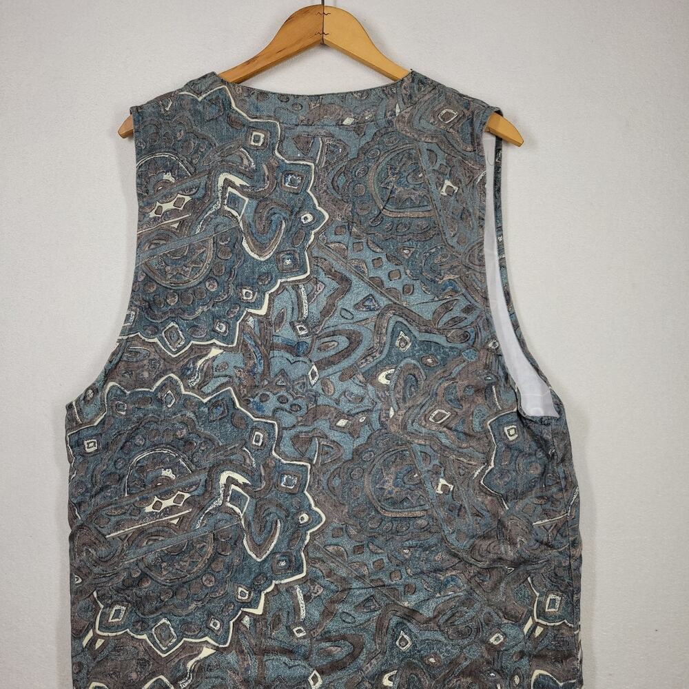 Vintage Chicos Vest Womens Shirt Sz 2 Large Green Cottagecore Button Up Aztec - Picture 11 of 11